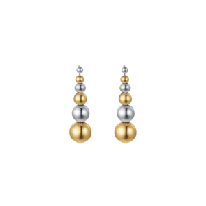 Orecchini donna con sfere in acciaio e IP gold