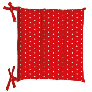 Cuscino sedia rosso con cuoricini