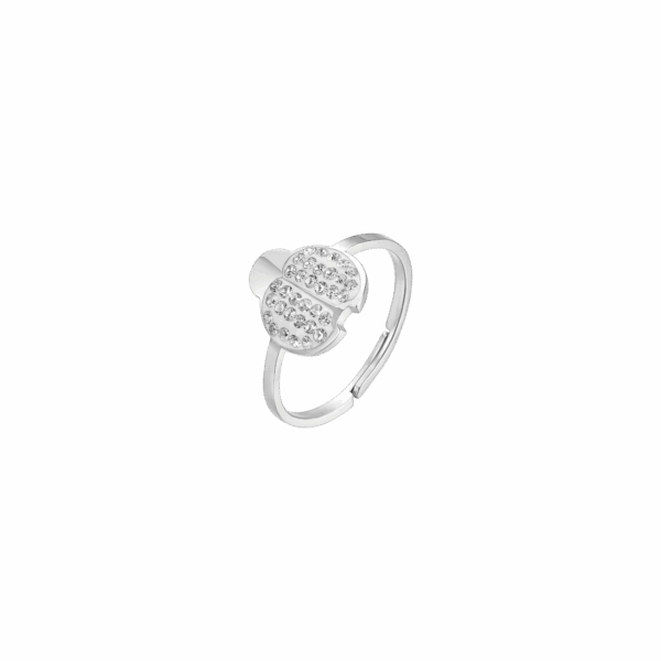 Anello donna in acciaio con coccinella e cristalli