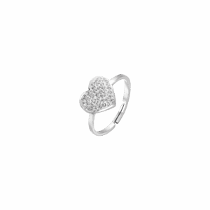 Anello donna in acciaio con cuore e cristalli