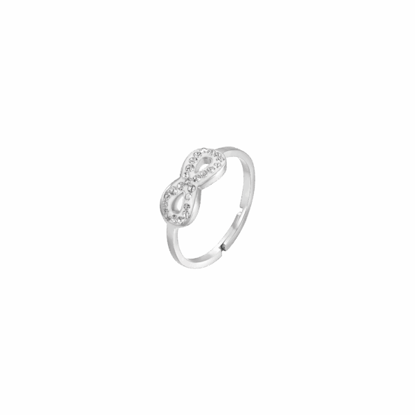 Anello donna in acciaio con infinito e cristalli