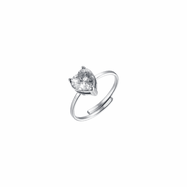 Anello donna in acciaio con cristallo a cuore - immagine 3