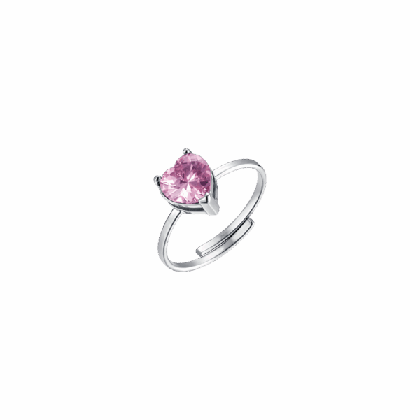 Anello donna in acciaio con cristallo rosa a cuore - immagine 3