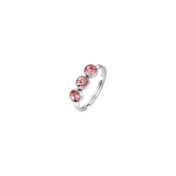 Anello donna in acciaio con cristalli rosa