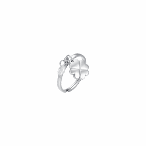 Anello donna in acciaio con quadrifoglio e zircone