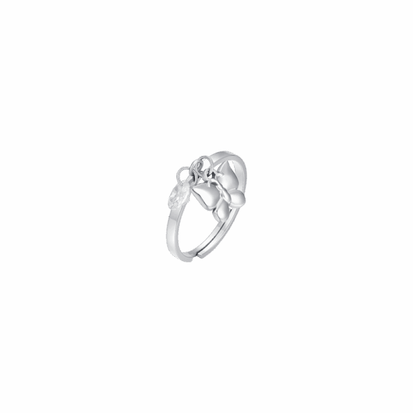 Anello donna in acciaio con farfalla e zircone