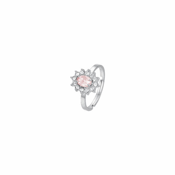 Anello donna in acciaio con cristalli e zircone rosa