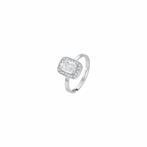 Anello donna in acciaio con cristalli e zircone