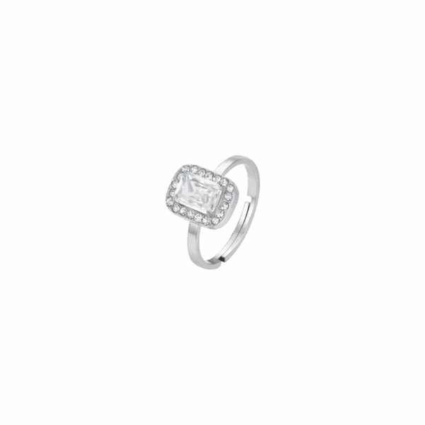Anello donna in acciaio con cristalli e zircone