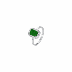 Anello donna in acciaio con cristalli e zircone verde
