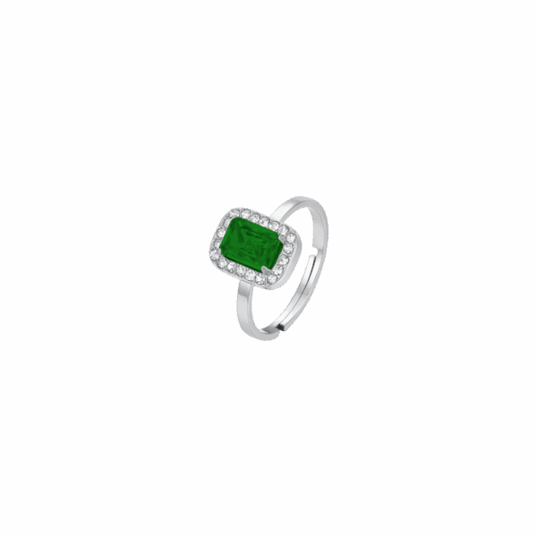Anello donna in acciaio con cristalli e zircone verde