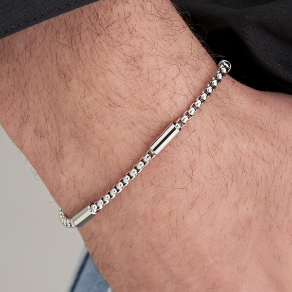Bracciale uomo in acciaio con elementi - immagine 3
