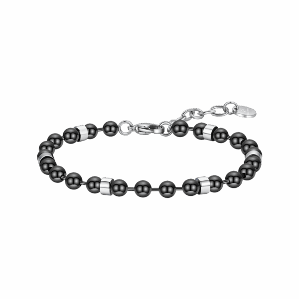 Bracciale uomo in acciaio nero con elementi - immagine 3