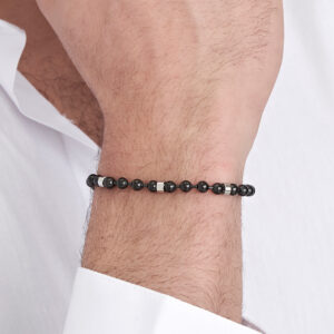 Bracciale uomo in acciaio nero con elementi