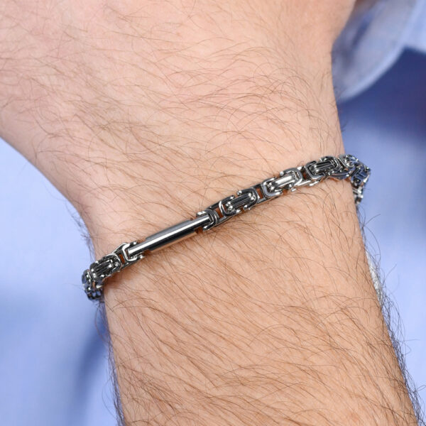 Bracciale uomo in acciaio con elemento - immagine 3