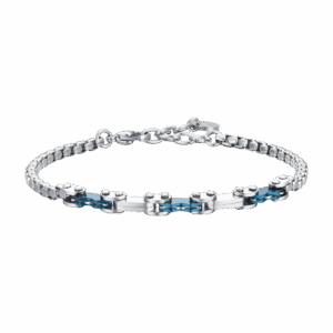 Bracciale uomo in acciaio con elementi in IP blu