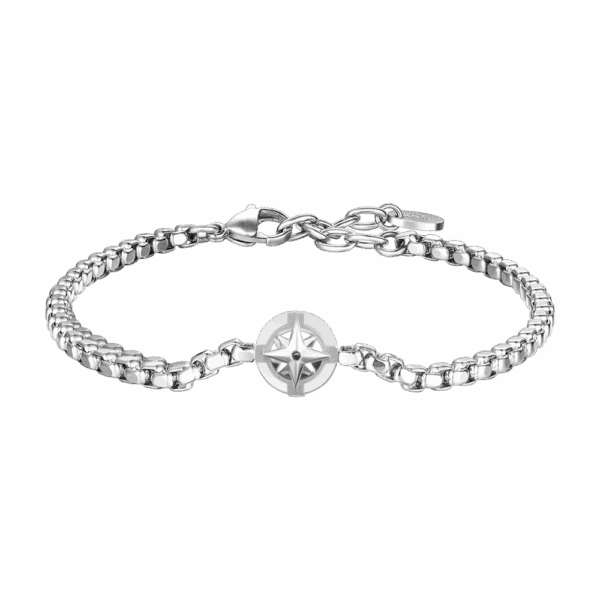 Bracciale uomo in acciaio con rosa dei venti - immagine 3