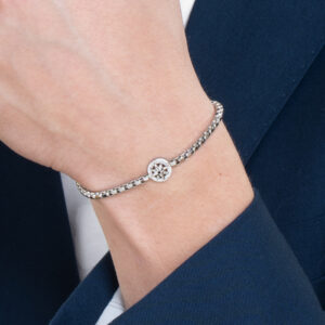 Bracciale uomo in acciaio con rosa dei venti