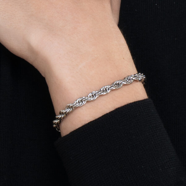 Bracciale uomo in acciaio intreccio - immagine 3
