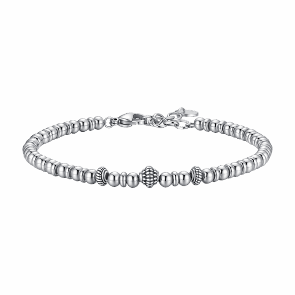 Bracciale uomo in acciaio con elementi effetto vintage