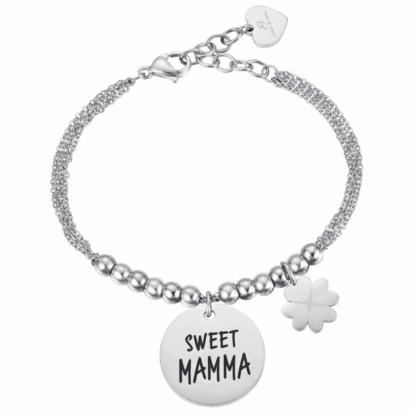 Bracciale donna in acciaio con scritta "Sweet mamma"