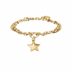 Bracciale donna in acciaio IP gold con stella e snake