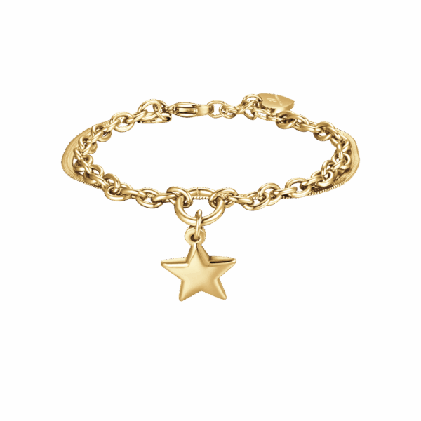 Bracciale donna in acciaio IP gold con stella e snake