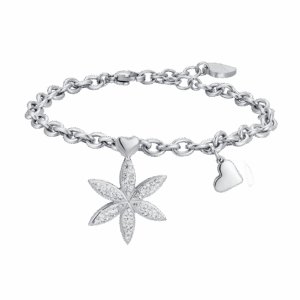 Bracciale donna in acciaio con fiore della vita e cristalli