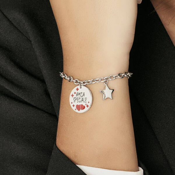Bracciale donna in acciaio con scritta "Amica speciale" - immagine 3