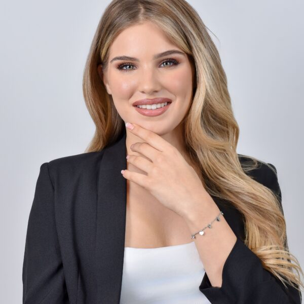 Bracciale donna in acciaio con cuori e cristalli - immagine 6