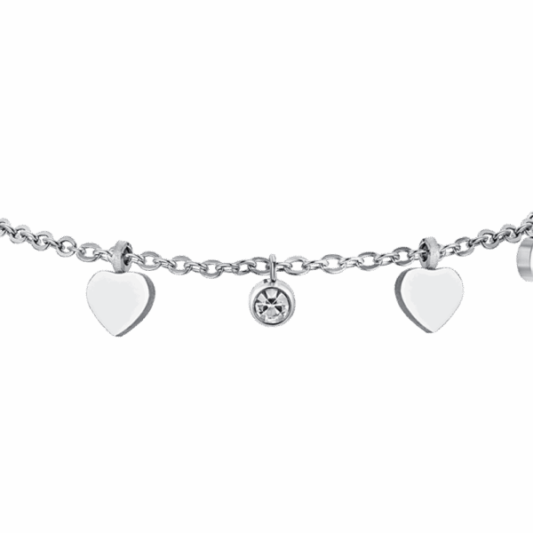 Bracciale donna in acciaio con cuori e cristalli - immagine 4