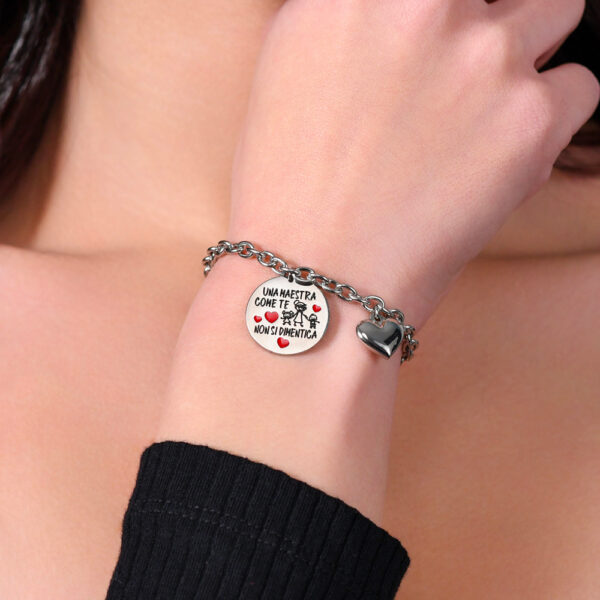 Bracciale donna in acciaio con scritta "Una maestra come te non si dimentica" - immagine 3