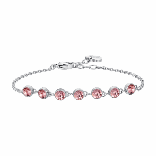 Bracciale donna in acciaio con cristalli rosa