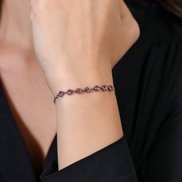 Bracciale donna in acciaio con cristalli rosa - immagine 3