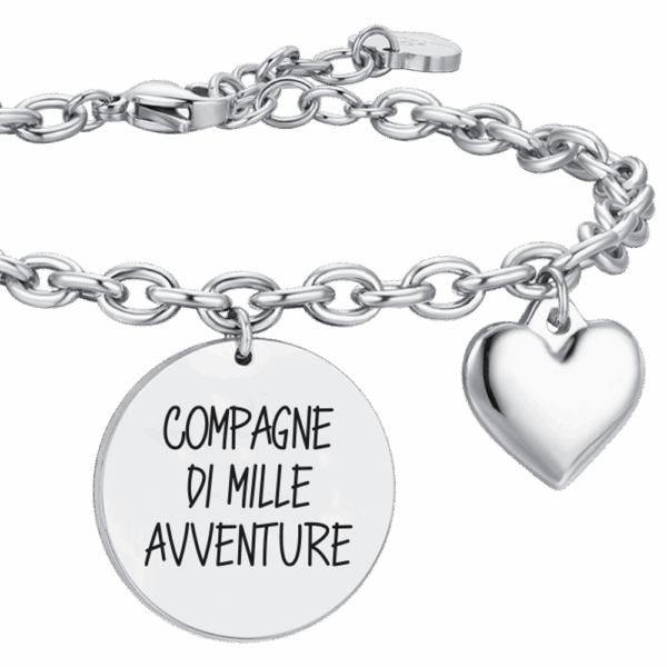 Bracciale donna in acciaio con scritta "Compagne di mille avventure" - immagine 3