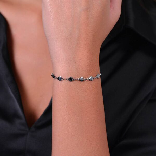 Bracciale donna in acciaio con cuori - immagine 3