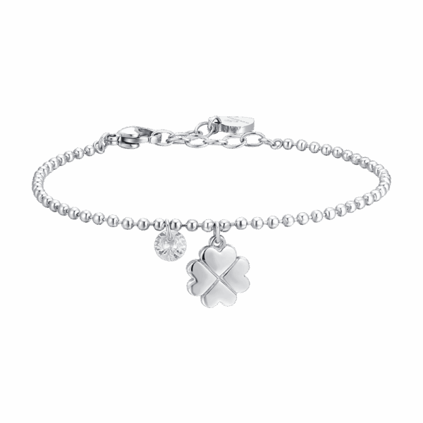 Bracciale donna in acciaio con quadrifoglio e zircone - immagine 3