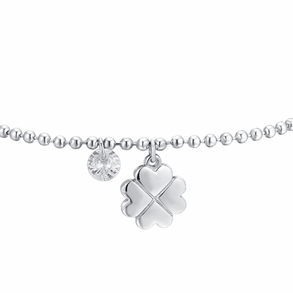 Bracciale donna in acciaio con quadrifoglio e zircone - immagine 5