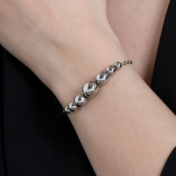 Bracciale donna in acciaio con sfere