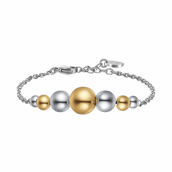 Bracciale donna in acciaio e IP gold con sfere - immagine 3