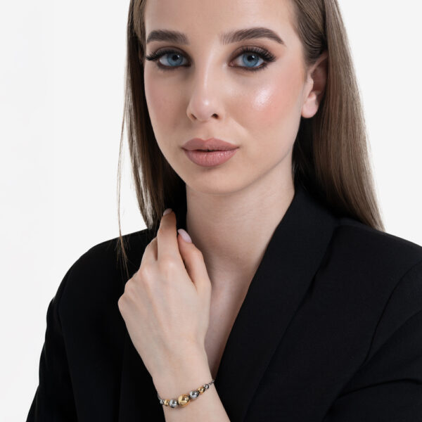 Bracciale donna in acciaio e IP gold con sfere - immagine 6