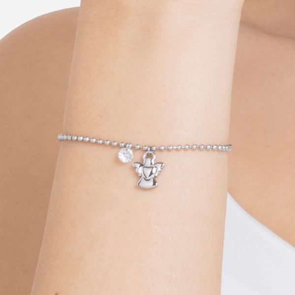 Bracciale donna in acciaio con angioletto e zircone - immagine 3