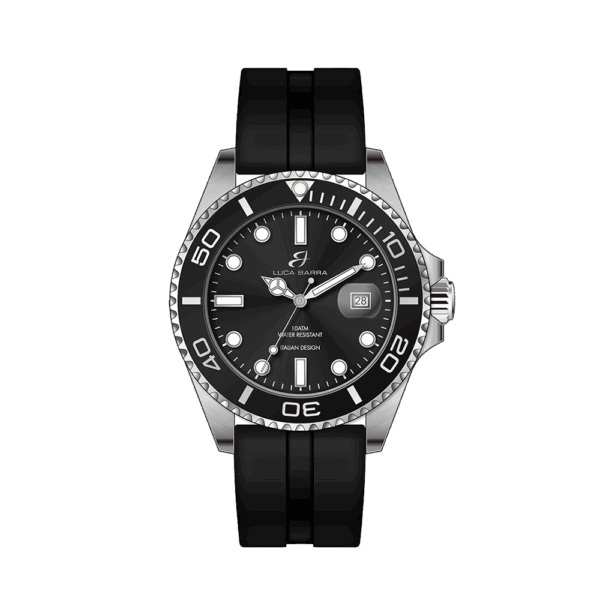 Orologio uomo in acciaio con ghiera e quadrante nero