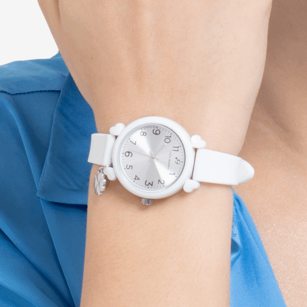 Orologio donna in silicone bianco con quadrifoglio in acciaio - immagine 3