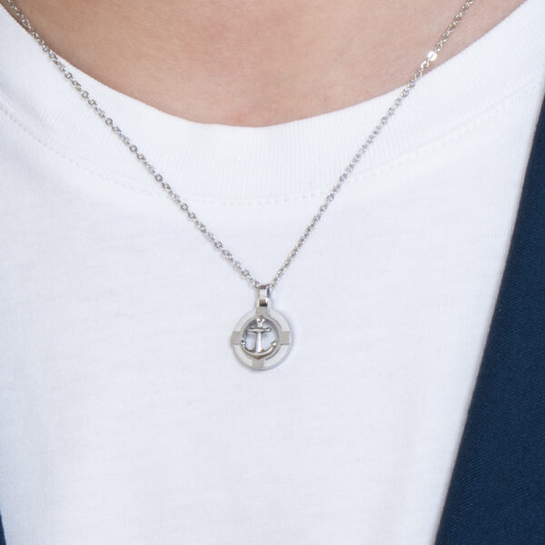 Collana uomo in acciaio con ancora - immagine 4