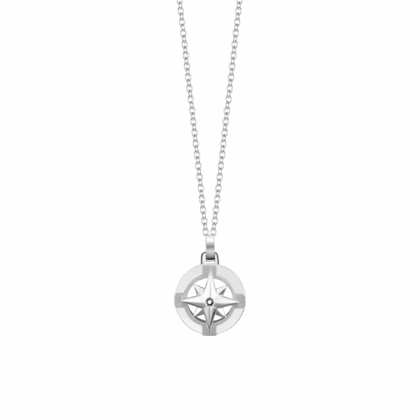 Collana uomo in acciaio con rosa dei venti