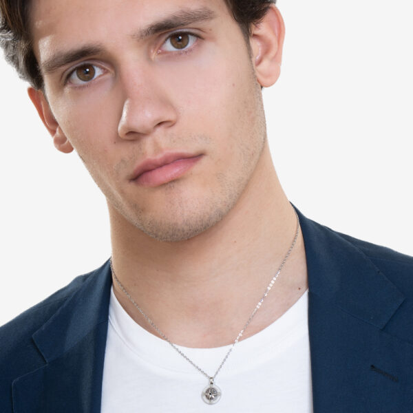 Collana uomo in acciaio con rosa dei venti - immagine 5