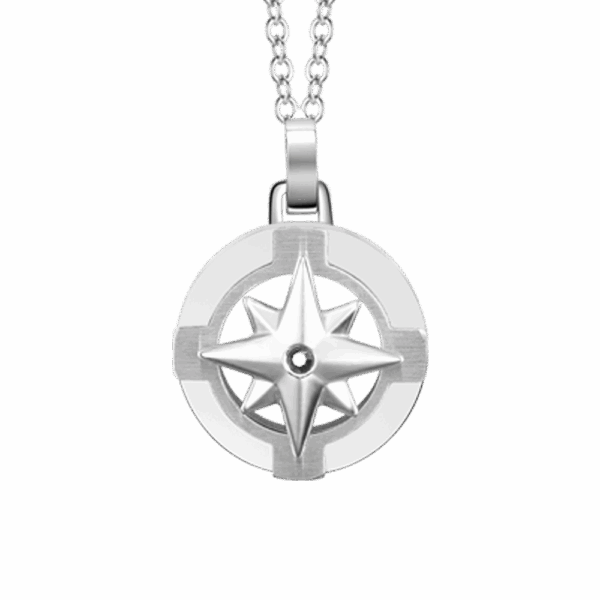 Collana uomo in acciaio con rosa dei venti - immagine 3