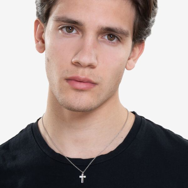 Collana uomo in acciaio con croce - immagine 5