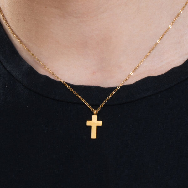 Collana uomo in acciaio IP gold con croce - immagine 3